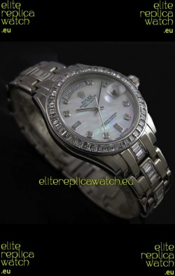 Rolex Oyster Perpetual Day Date Japanese Replica Watch in White Mother of Pearl Dial 