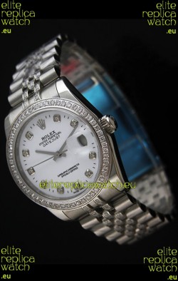 Rolex DateJust Japanese Mens Replica Silver Watch in Diamond Markers