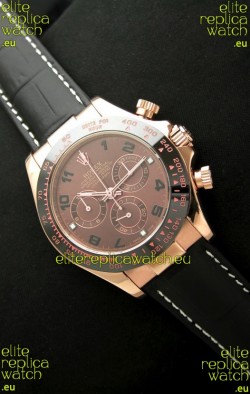 Rolex Daytona Cosmograph Swiss Rose Gold Replica Watch in Brown Dial