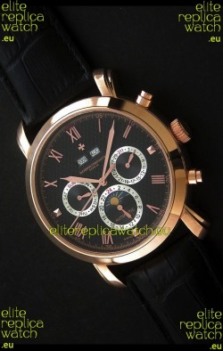 Vacheron Constantin Perpetual Calendar Japanese Watch in Black Dial