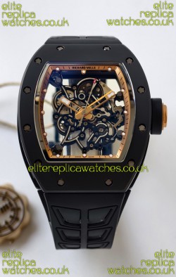 Richard Mille RM055 FREE SPRUNG MVMNT Black Ceramic Rose Gold Inner Bezel Super Clone Watch 