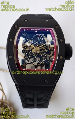 Richard Mille RM055 FREE SPRUNG MVMNT Black Ceramic Red Inner Bezel Super Clone Watch 