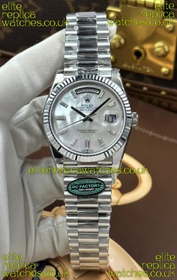 Rolex Day Date 228236 Stainless Steel Pearl Crystal Dial Super Clone Watch 