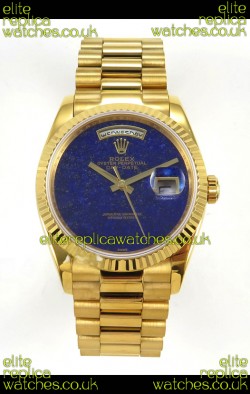 Rolex Day Date Yellow Gold Blue Lapis Dial 36MM Swiss Replica Watch 