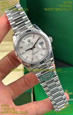 Rolex Day Date 228236 Stainless Steel Sunburst Crystal Dial Super Clone Watch 