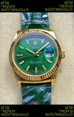 Rolex Day Date 128238 Yellow Gold Green Crystal Dial Super Clone Watch 