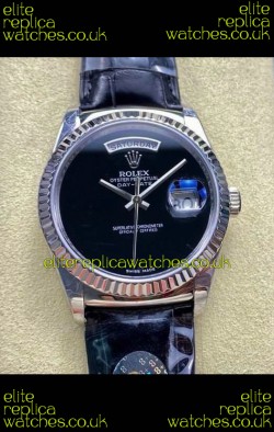 Rolex Day Date 128236 Stainless Steel Black Dial Super Clone Watch 