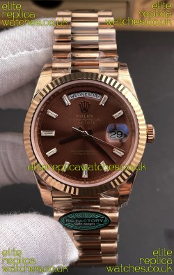 Rolex Day Date 228236 Rose Gold Brown Dial Super Clone Watch 