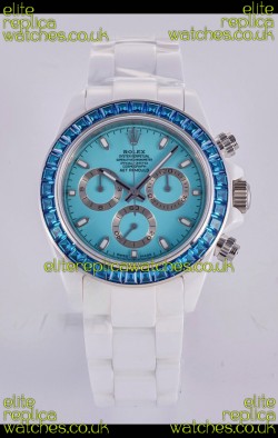 Rolex Daytona AET White Ceramic Blue Dial 4130 Movment Super Clone Watch 