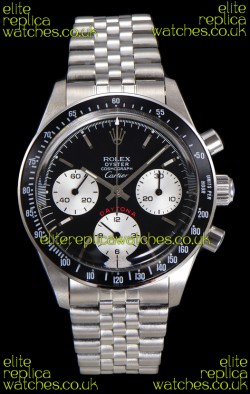 Rolex Daytona Paul Newman 37MM Cartier Black Dial Manual Wind Super Clone Watch 