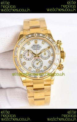 Rolex Daytona 116519 Yellow Gold White Pearl Dial Super Clone Watch 
