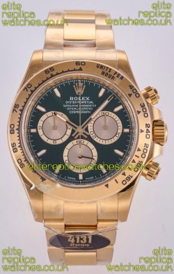 Rolex Daytona 126508 Yellow Gold Green Dial FREE SPRUNG MVMT Super Clone Watch 