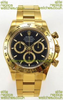 Rolex Daytona 126508 Yellow Gold Black Dial FREE SPRUNG MVMT Super Clone Watch 