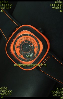 SevenFriday P-32 Black and Orange with Original Miyota 82S7 Movement - 1:1 Mirror Quality