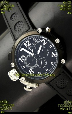 U-Boat Flightdeck Rattrapante Japanese Automatic Watch in Black Dial