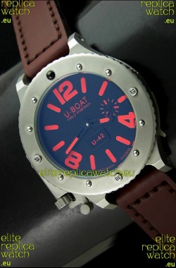 U Boat U-42 Diver Titanium Swiss Watch in Red Markers