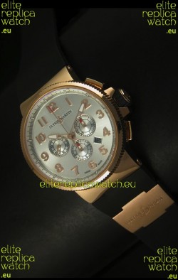 Ulysse Nardin Marine Chronograph Rose Gold Steel Arabic Black Dial - 1:1 Mirror Replica