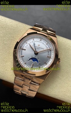 Vacheron Constantin Overseas True Moon Phase Rose Gold Steel Dial Swiss Replica Watch 