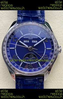 Vacheron Constantin Fiftysix Moonphase Blue Dial Steel Case Swiss Replica Watch 