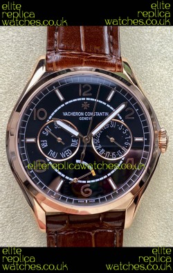 Vacheron Constantin Fiftysix Day-Date Rose Gold Black Dial Swiss Replica Watch 