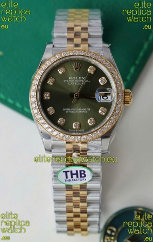 Rolex Datejust Cal.3235 Movement Super Clone Rose Gold 2 Tone 31MM Green Dial Watch 