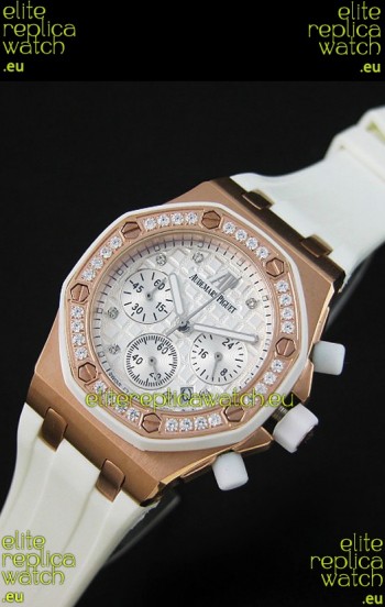 Audemars Piguet Royal Oak Offshore Lady Alinghi Swiss Watch in White Checkered Dial