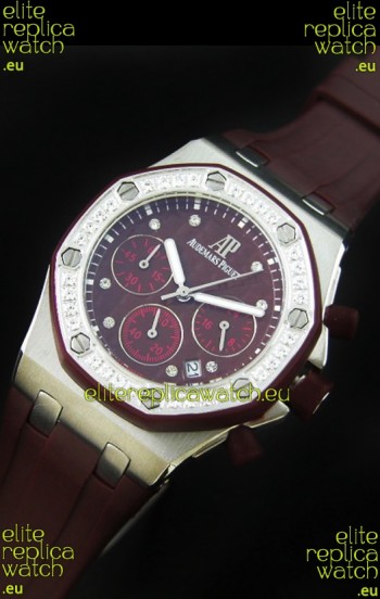Audemars Piguet Royal Oak Offshore Lady Alinghi Swiss Watch in Maroon Dial