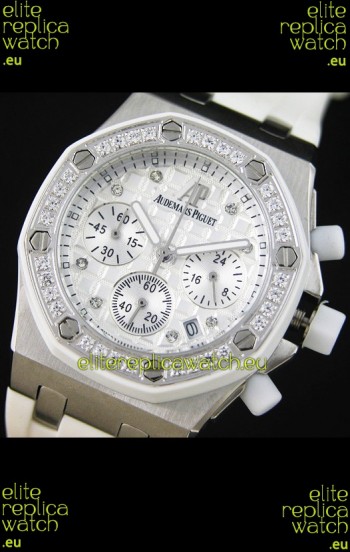 Audemars Piguet Royal Oak Offshore Lady Alinghi Swiss Watch in White Checkered Dial