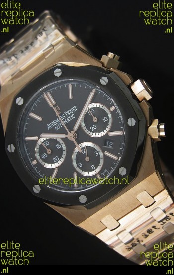 Audemars Piguet Royal Oak Rose Gold in Black Ceramic Dial - 1:1 Mirror Replica