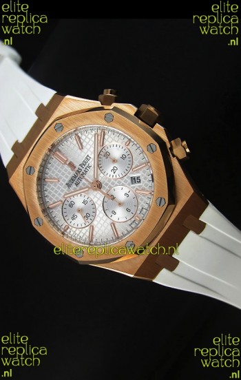 Audemars Piguet Royal Oak Chronograph Watch in Yellow Gold in Polished White Dial