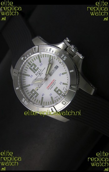 Ball Hydrocarbon Spacemaster Automatic Day Date Rubber Strap in White Dial - Original Citizen Movement 