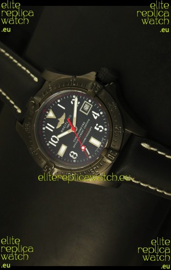 Breitling Seawolf PVD Coated Swiss Watch in Black Strap