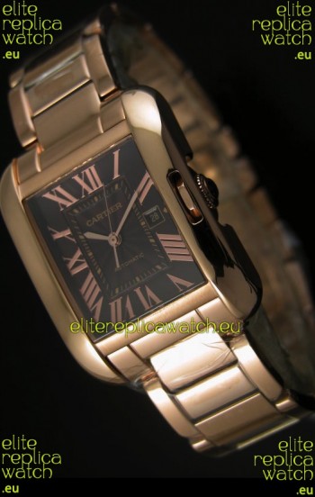 Cartier Tank Anglaise Mid Sized Swiss Watch Pink Gold - 1:1 Mirror Replica Watch