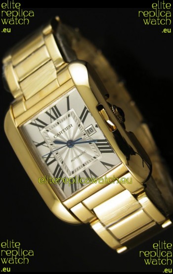 Cartier Tank Anglaise Mid Sized Swiss Watch Yellow Gold - 1:1 Mirror Replica Watch