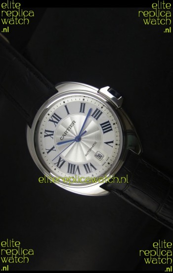 Cle De Cartier Watch 40MM Steel Case with Leather Steap - 1:1 Mirror Replica Watch