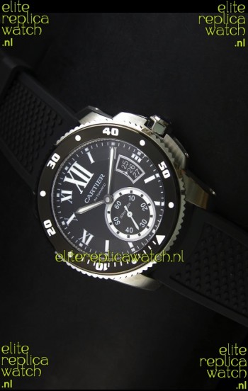 Calibre De Cartier Watch 42MM Black Dial Steel Case - 1:1 Mirror Replica Watch