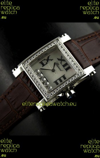 Chopard Happy Sport Swiss Replica Watch in Brown Strap