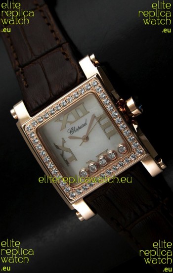 Chopard Happy Sport Swiss Replica Watch in Brown Strap