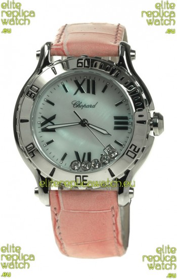 Chopard Happy Sport Diamonds Edition Replica Watch in Pink Strap