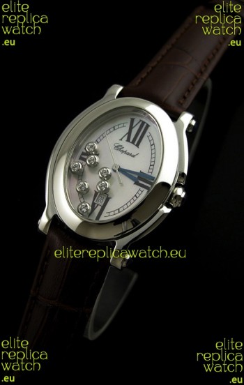 Chopard Happy Sport Swiss Replica Watch in Brown Strap
