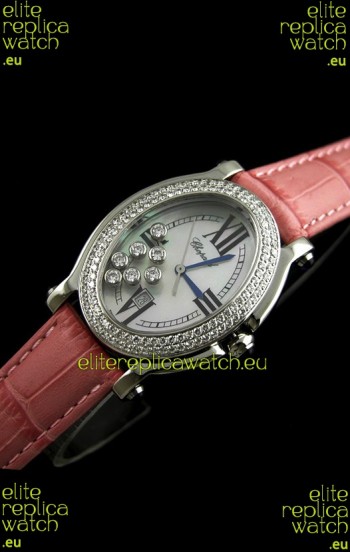 Chopard Happy Sport Swiss Replica Watch in Pink Strap