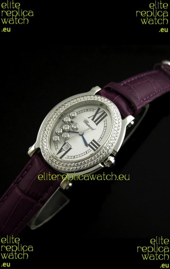 Chopard Happy Sport Swiss Replica Watch in Purple Strap