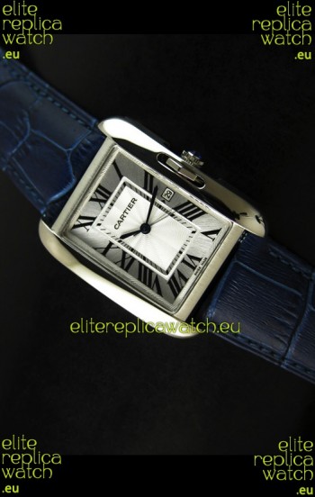 Cartier Tank Ladies Replica Watch in Steel Case/Purple Strap