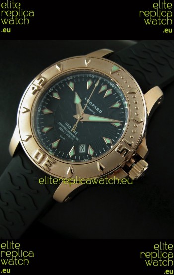 Chopard LUC Pro One Chronometer Swiss Replica Rose Gold Watch in Black Dial