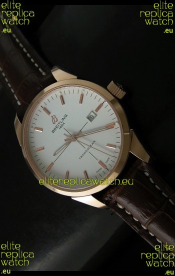 Breitling Transocean Rose Gold White Dial Swiss Watch