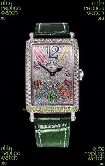 Franck Muller Long Island Color Dreams Ladies Swiss Watch in Green Strap