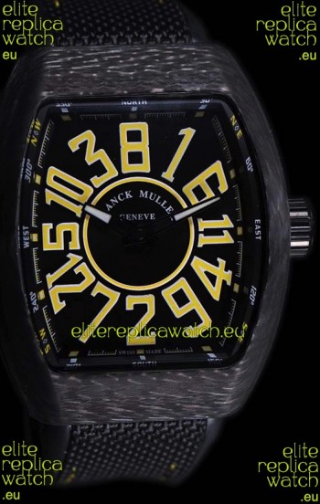 Franck Muller Vanguard Carbon Casing Black Indexes Swiss Watch