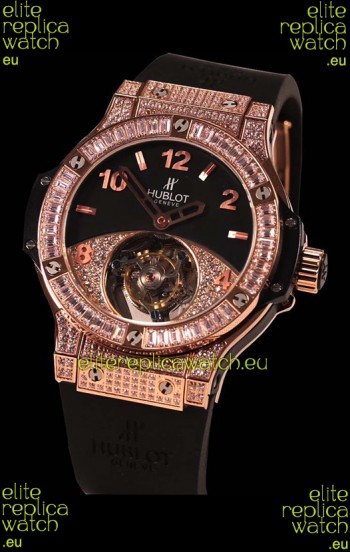 Hublot Tourbillon Solo Bang Sapphires Pink Gold Swiss Watch