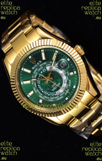 Rolex SkyDweller Swiss Watch in 18K Yellow Gold Case - DIW Edition Green Dial 