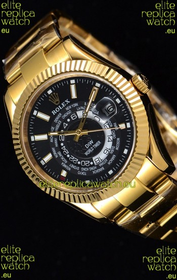 Rolex SkyDweller Swiss Watch in 18K Yellow Gold Case - DIW Edition Black Dial 